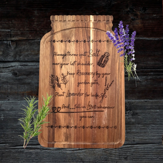 Practical Magic Recipe Laser Engraved board