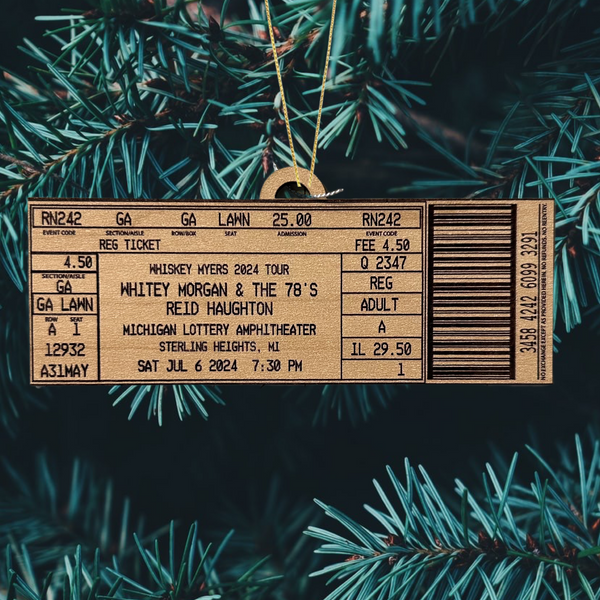 Custom Laser Cut Ticket Stub engraved Ornament