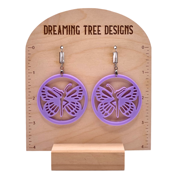 Acrylic Butterfly Firedancer Circle Earrings