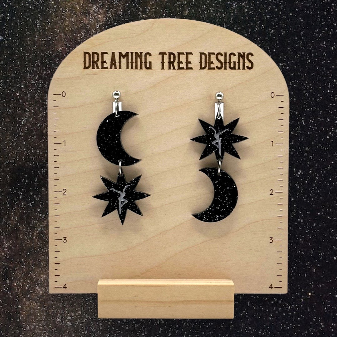 Moon And Stars Acrylic Earrings