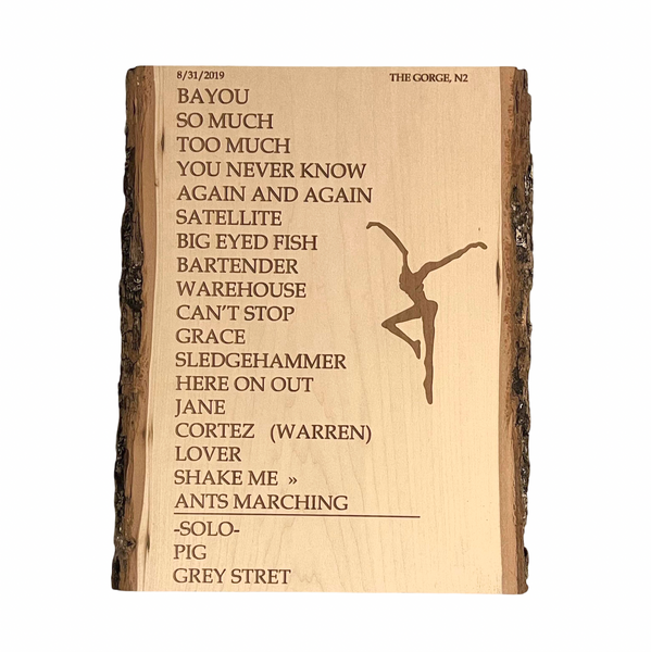 Custom Concert Setlist Sign Medium Basswood Laser Engraved Wood