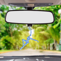 a car's view of a road with trees in the background