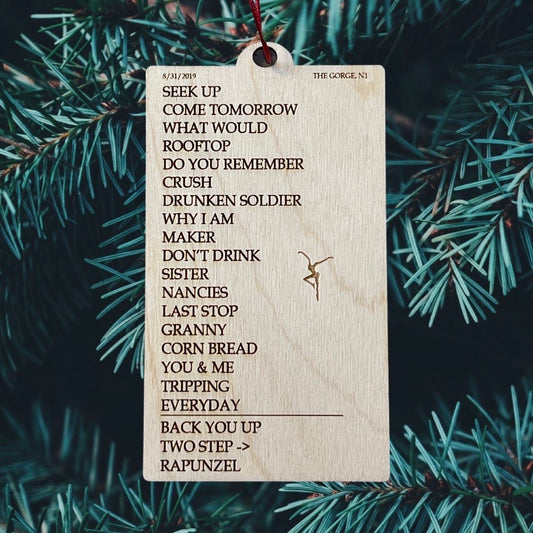 Wood Cut Setlist Ornament engraved Ornament