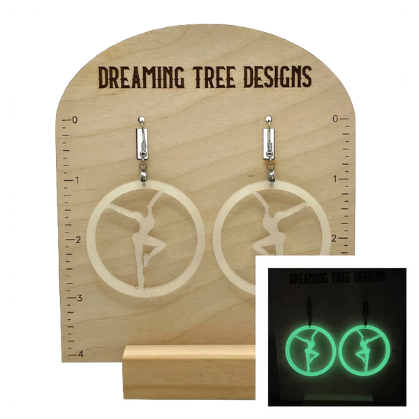 GLOW IN THE DARK  Firedancer Circle Acrylic Earrings