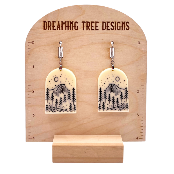 Yosemite National Park Half Dome Acrylic Laser Engraved Earrings