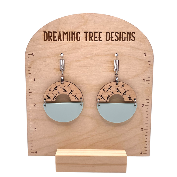 Acrylic and Wood Firedancer Circle Earrings