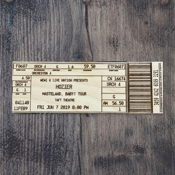 Custom Laser Cut Ticketmaster Ticket Stub Replica engraved