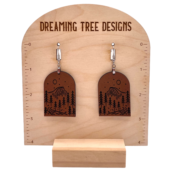 Yosemite National Park Half Dome Leatherette Laser Engraved Earrings