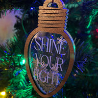 4 Layer Shine Your Light Shaker Walnut Acrylic Snowflake Ornament