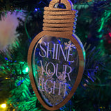 4 Layer Shine Your Light Shaker Walnut Acrylic Snowflake Ornament