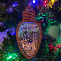 4 Layer Shine Your Light Shaker Walnut Acrylic Snowflake Ornament